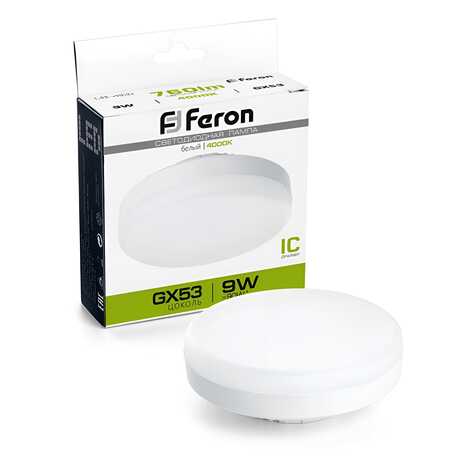 Лампа cветодиодная, (9W) GX53 4000K, FERON LB-452