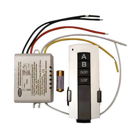 Выключатель дистанционный 230V 1000W 2-х канальный 30 м с пультом управления, TM76