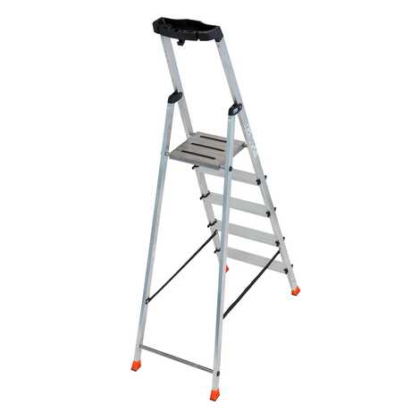 Стремянка складная алюминиевая с полочкой Krause 5 ступеней